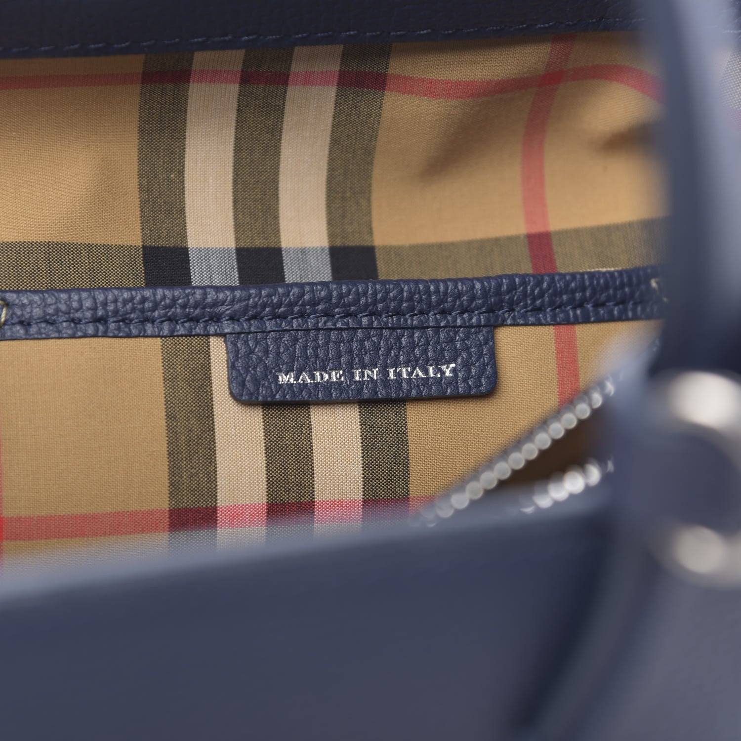 Burberry Derby Calfskin Vintage Check Medium Banner Tote Regency Blue 8 of 12