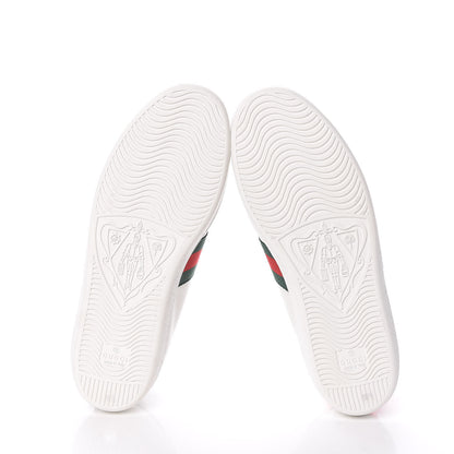 Gucci Calfskin Ayers Web Heart Embroidered Ace Sneakers 38.5 White 5 of 12