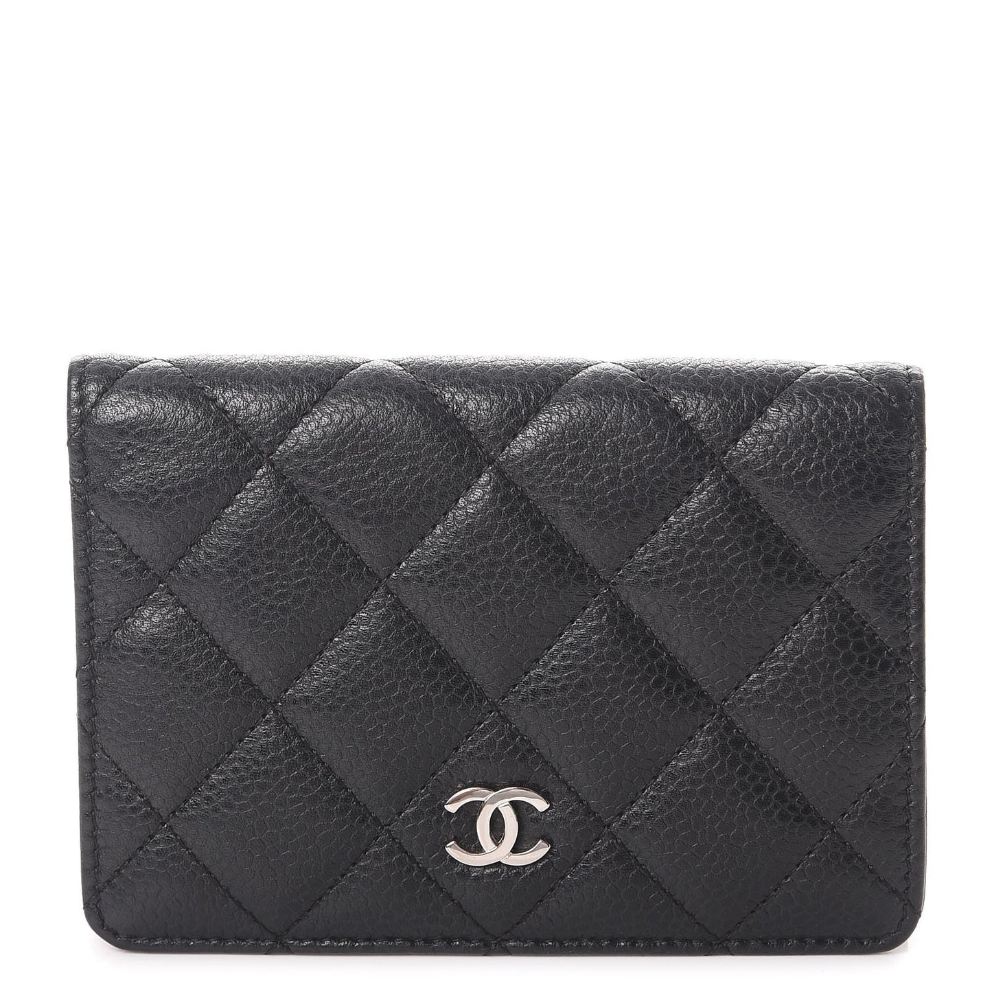 Caviar Quilted Flap Card Holder Black