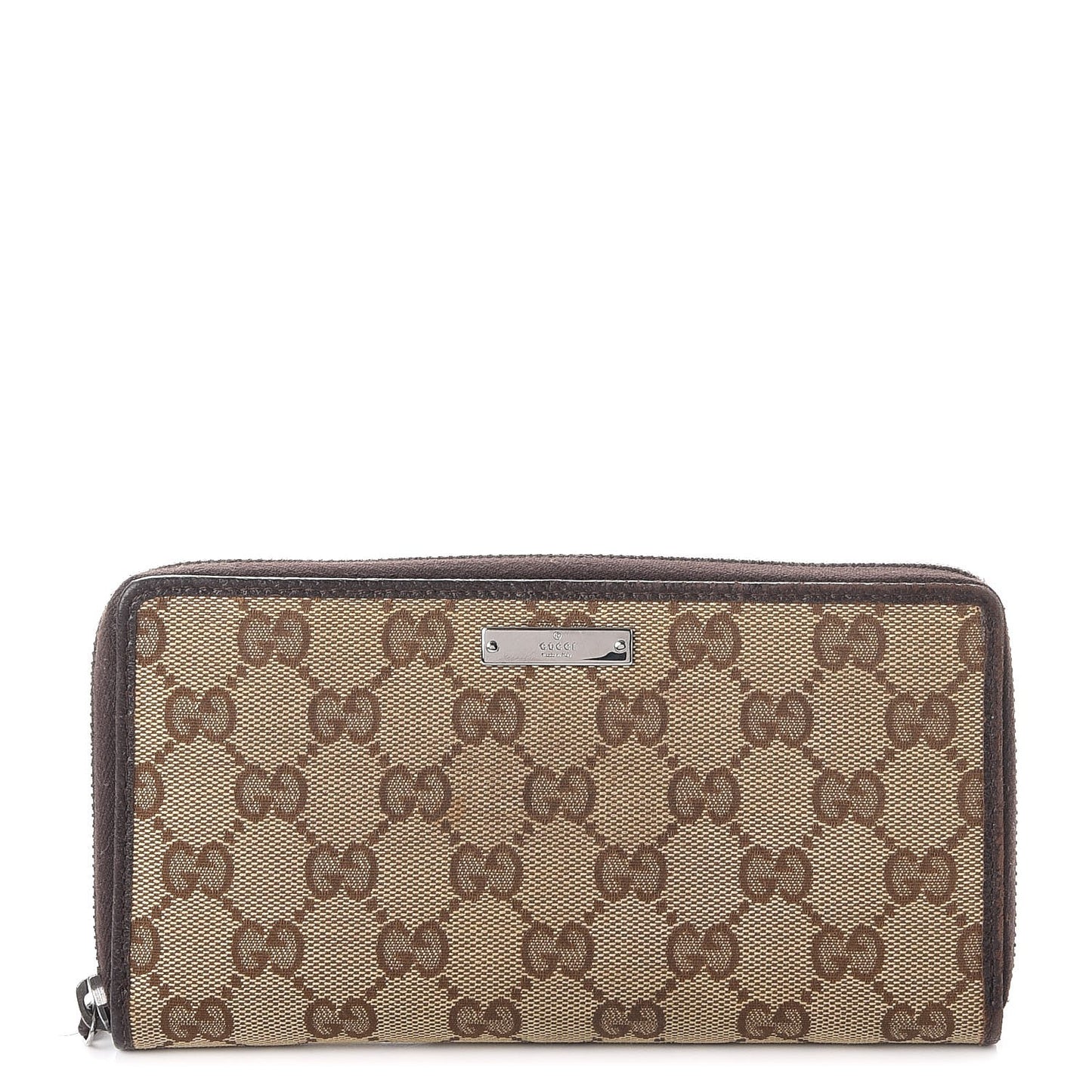 Monogram Metal Bar Zip Around Wallet Dark Brown