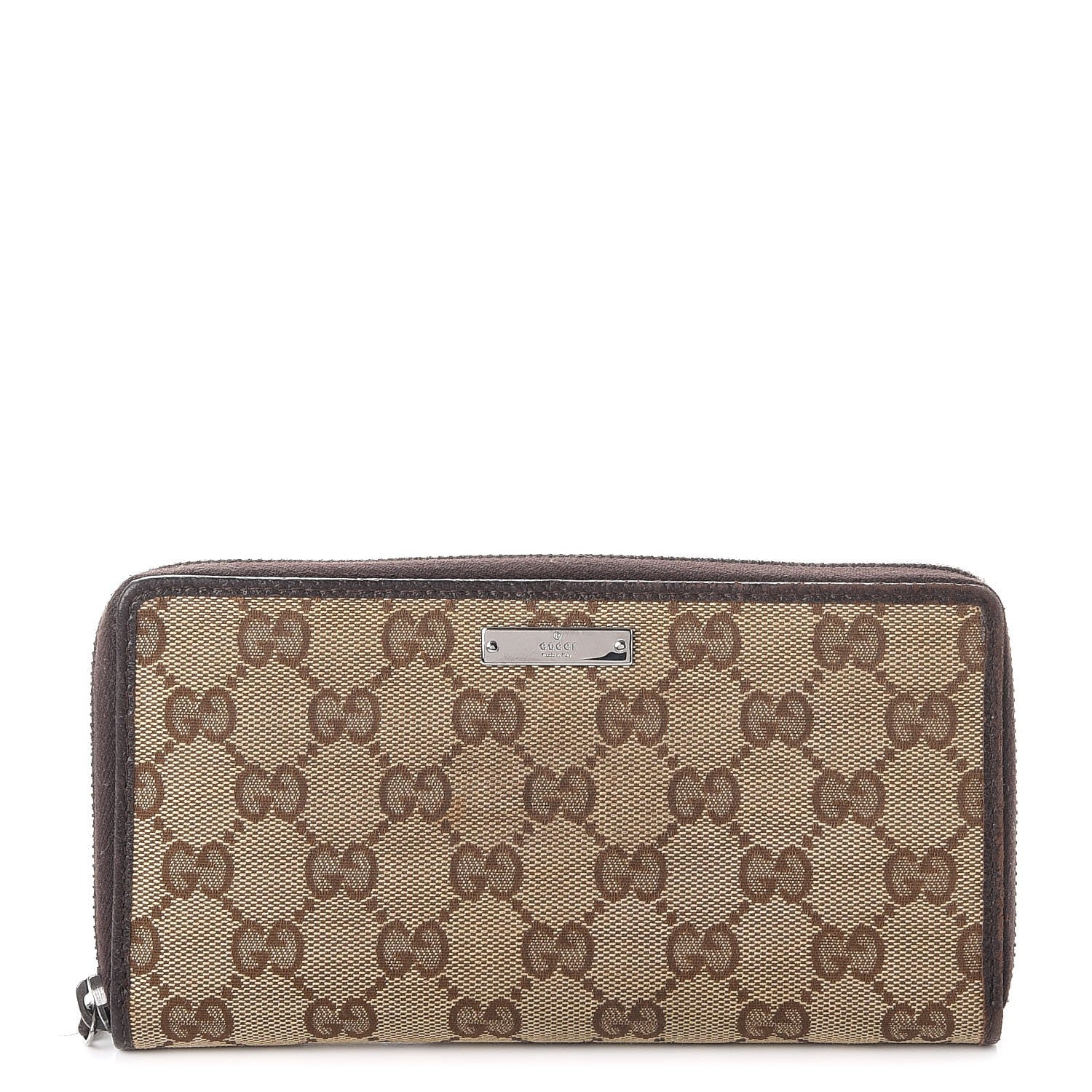Gucci Monogram Metal Bar Zip Around Wallet Dark Brown 1 of 10