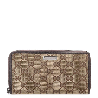 Gucci Monogram Metal Bar Zip Around Wallet Dark Brown 1 of 10
