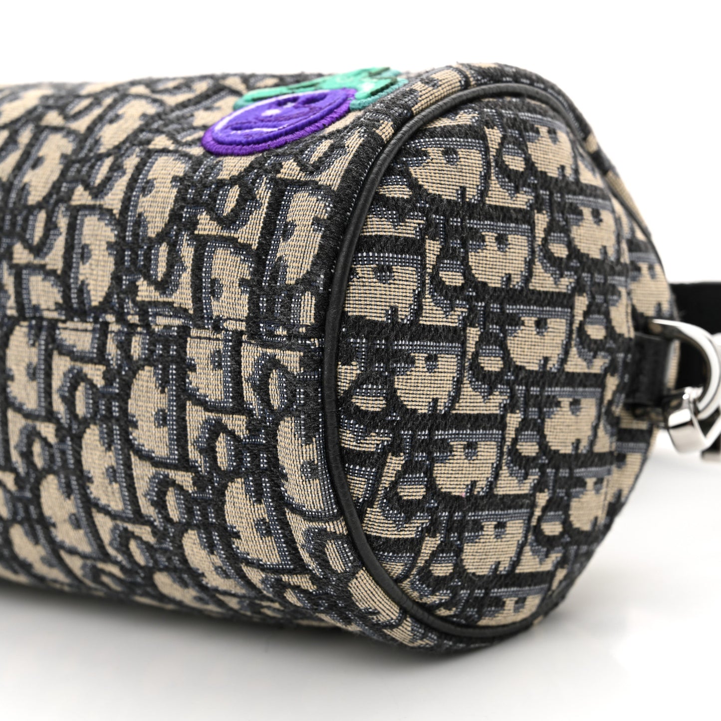 X KENNY SCHARF Oblique Canvas Embroidered Patches Roller Messenger Bag Charcoal