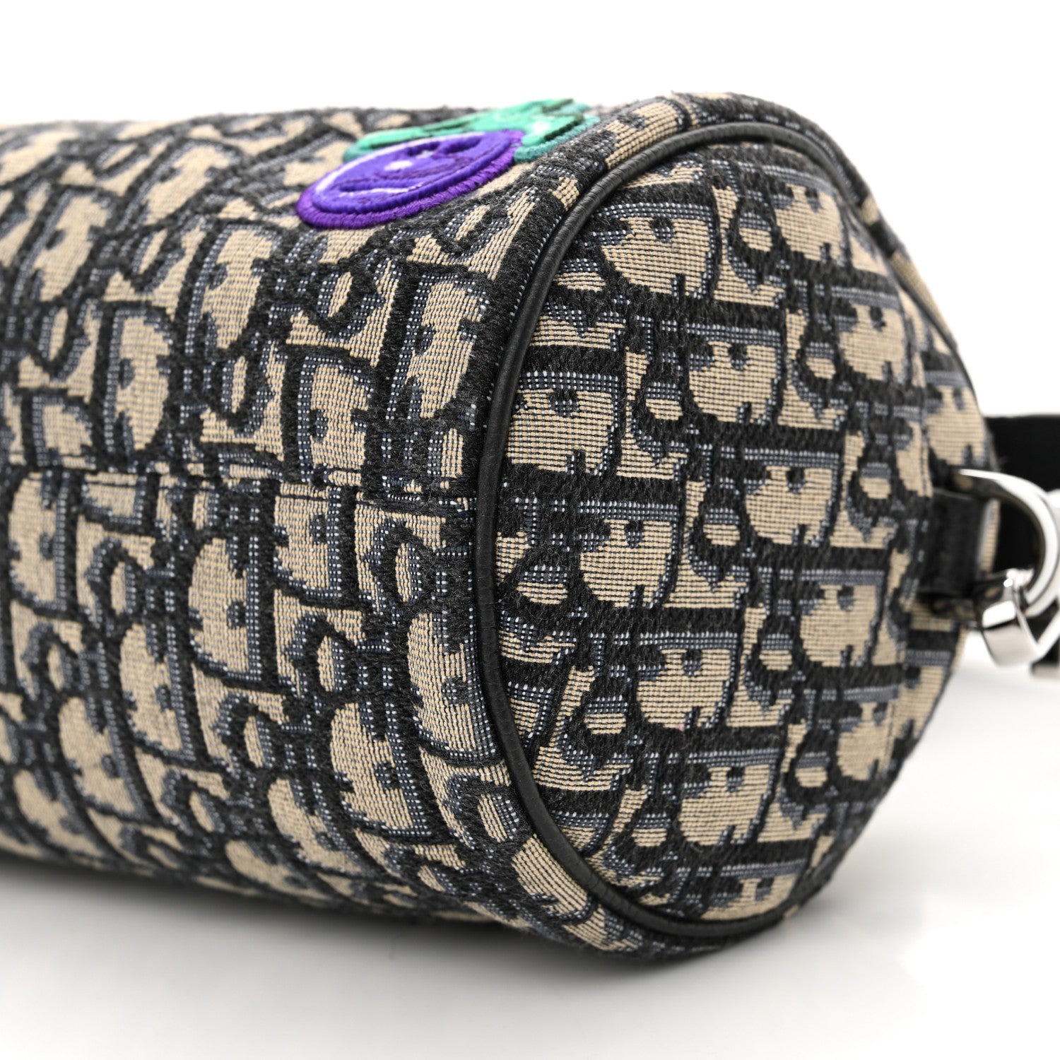 Christian Dior X KENNY SCHARF Oblique Canvas Embroidered Patches Roller Messenger Bag Charcoal 10 of 12