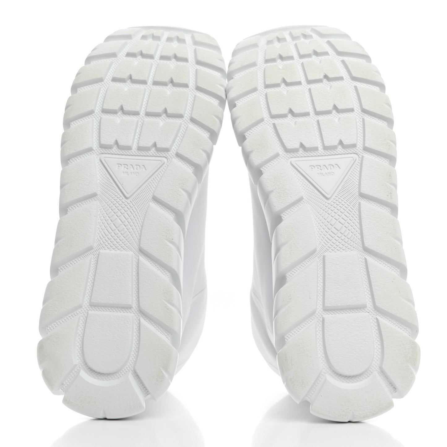 Re-Nylon Gabardine Rubber Triangle Logo Quilted Womens Rush Piuma 50mm Mid Sneakers 40.5 White