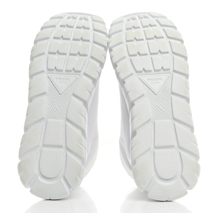 Prada Re-Nylon Gabardine Rubber Triangle Logo Quilted Womens Rush Piuma 50mm Mid Sneakers 40.5 White 5 of 8