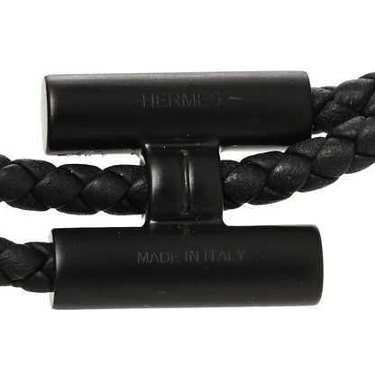 Hermes Swift Double Wrap Cord Tournis Tresse Bracelet T6 Black 4 of 5