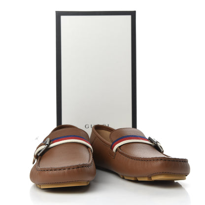 Gucci Calfskin Mens Web Sylvie Web Buckle Driver Loafers 8 Brown 11 of 11