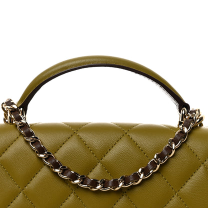 Chanel Lambskin Quilted Flap Phone Holder With Chain Green Brown 9 of 12