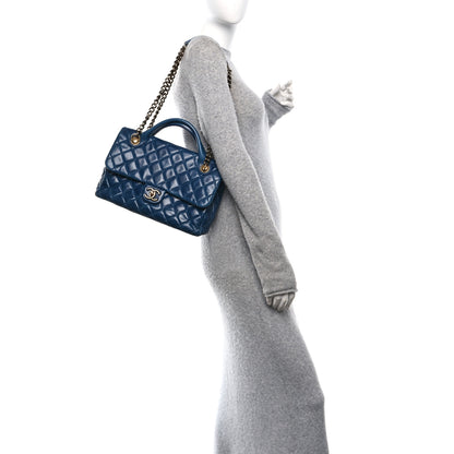 Chanel Glazed Calfskin Castle Rock Medium Flap Blue 2 of 10