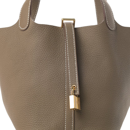 Hermes Taurillon Clemence Picotin Lock 18 PM Etoupe 8 of 11