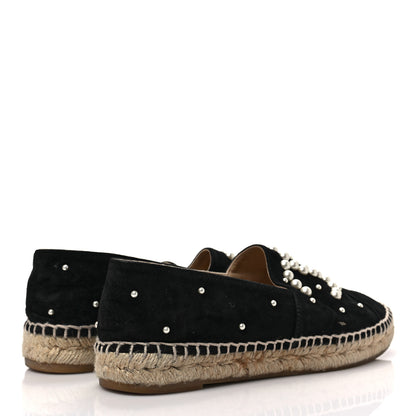 Chanel Suede Pearl CC Espadrilles 37 Black 4 of 8