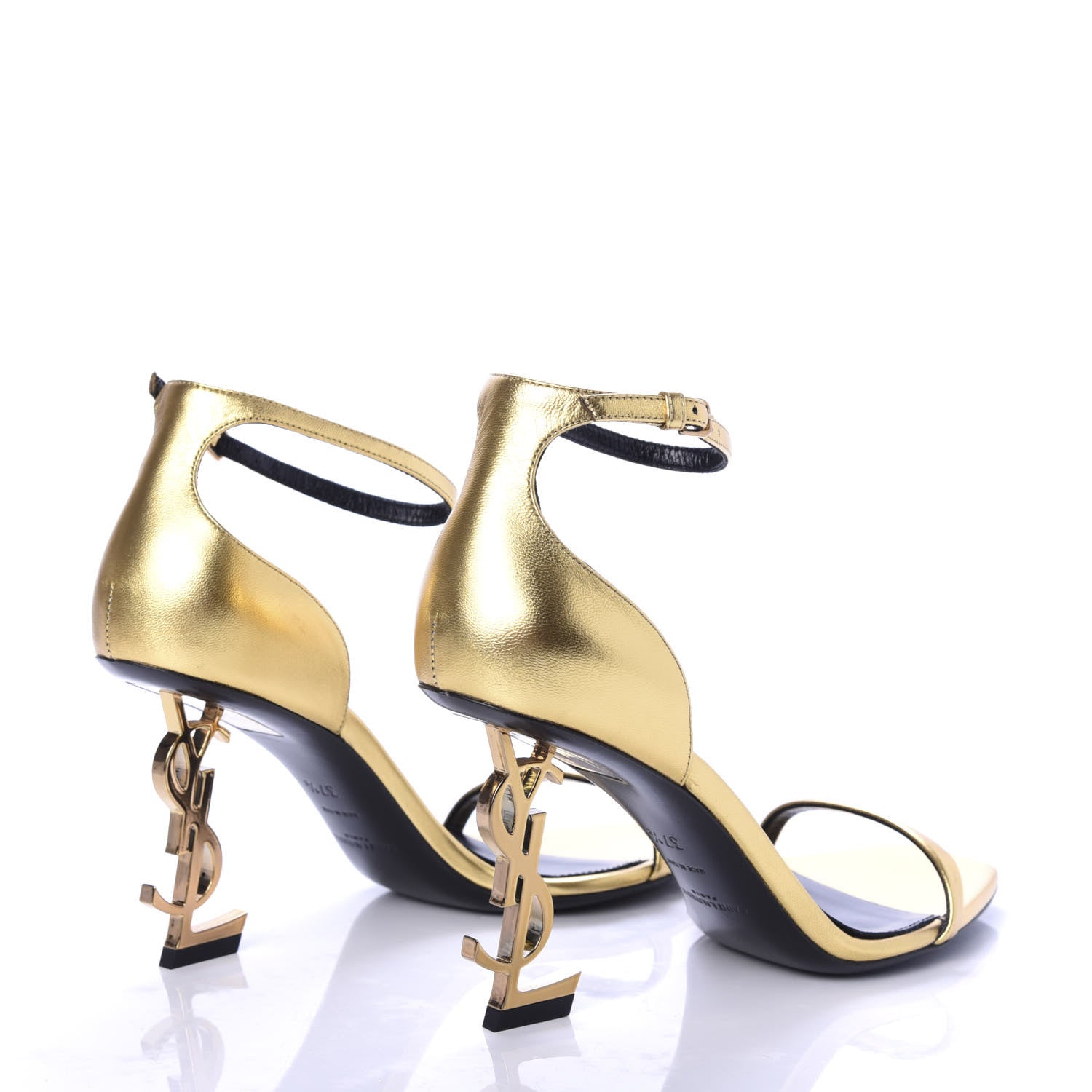 Saint Laurent Calfskin Opyum Sandals 37.5 Oro 4 of 9