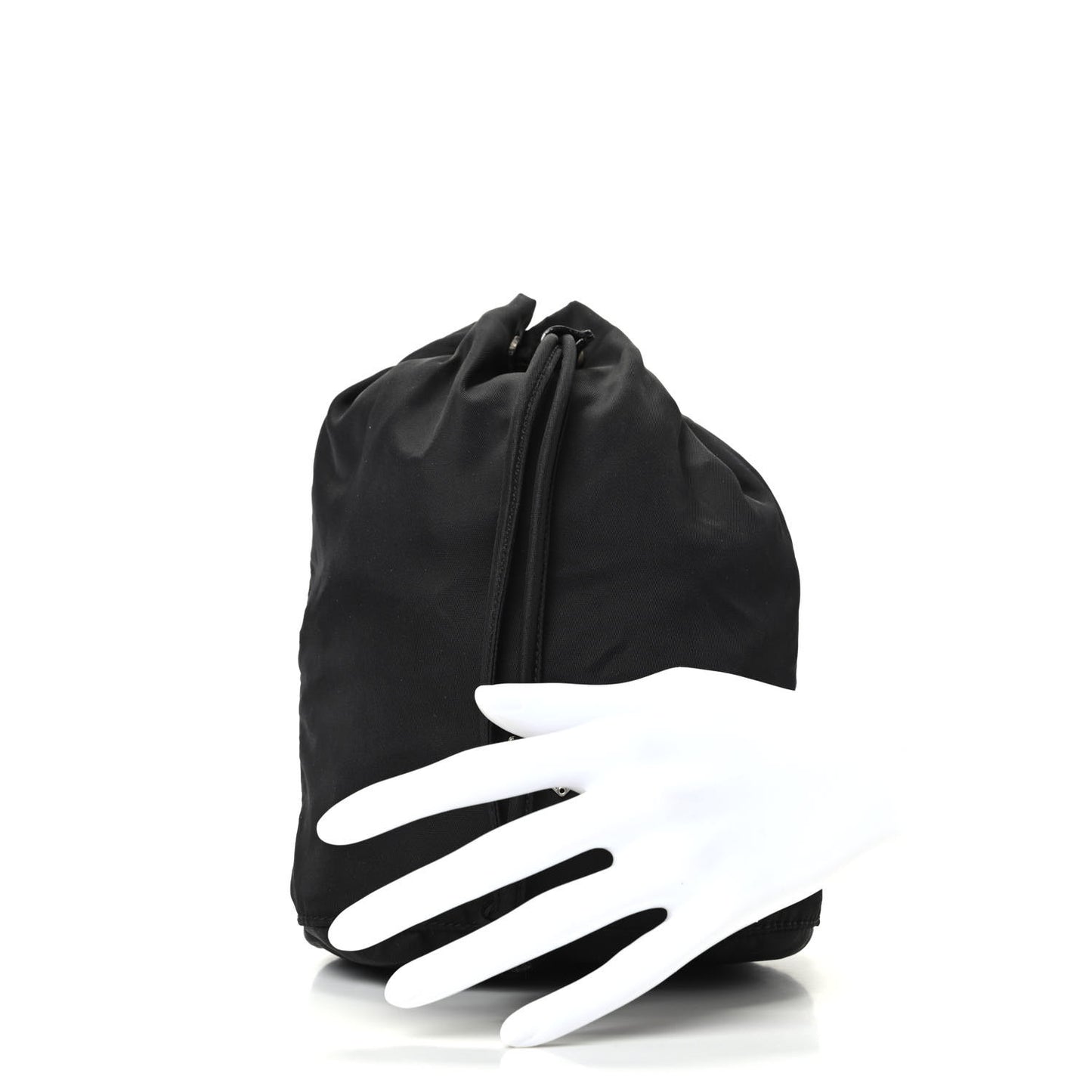 Saffiano Tessuto Nylon Vela Bucket Wristlet Black