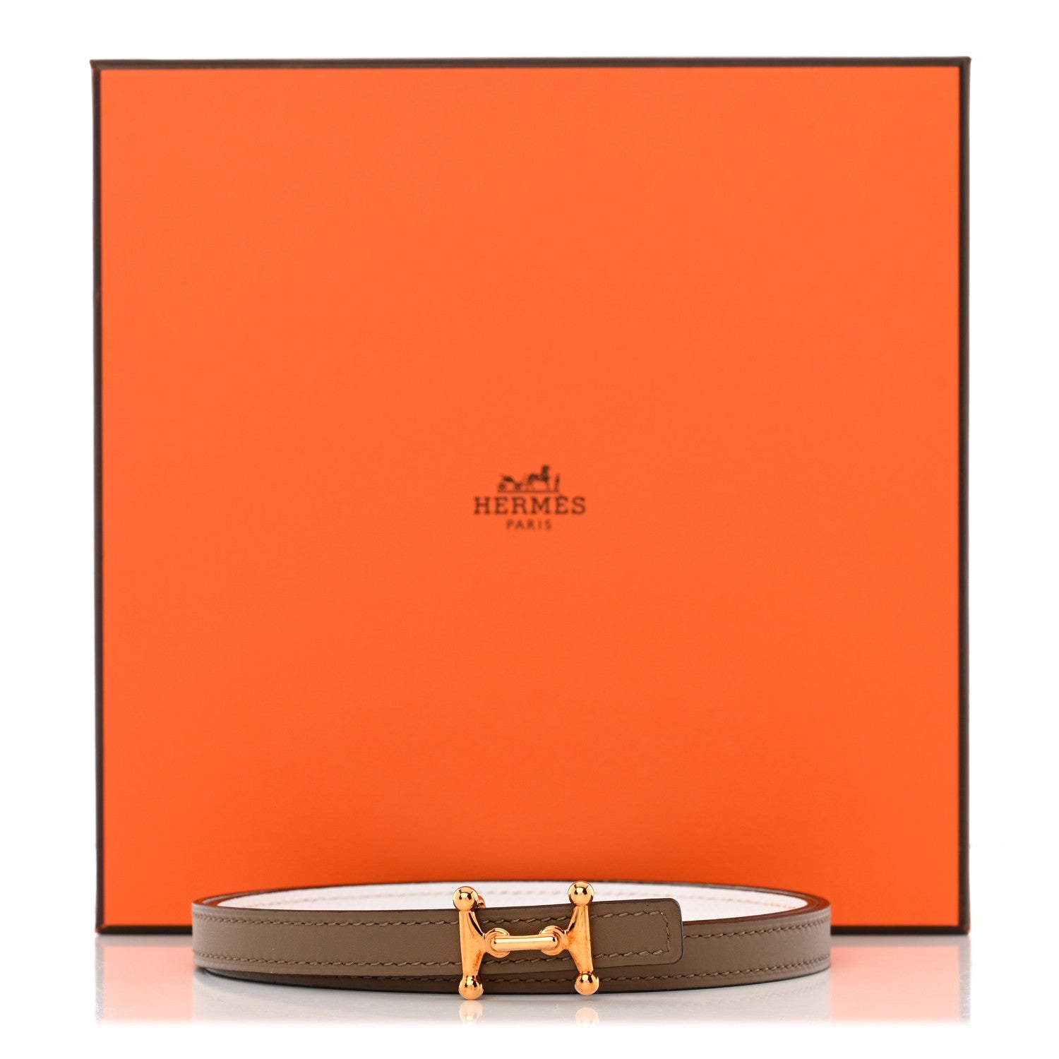 Hermes Epsom Swift 24mm Mors H Belt 70/28 Etoupe White 6 of 6