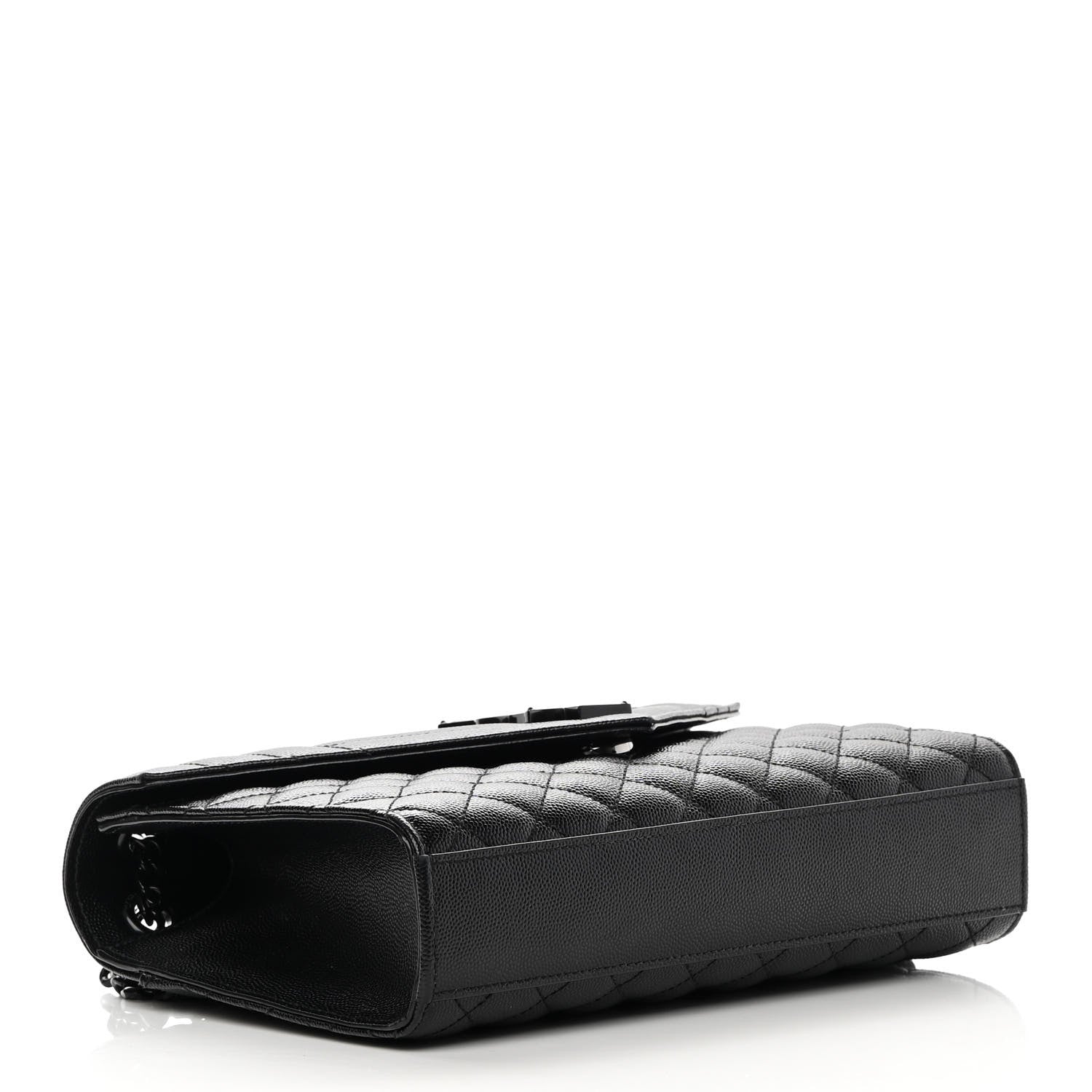 Saint Laurent Grain De Poudre Textured Mixed Matelasse Triquilt Medium Monogram Satchel Black 3 of 12