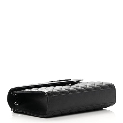 Saint Laurent Grain De Poudre Textured Mixed Matelasse Triquilt Medium Monogram Satchel Black 3 of 12