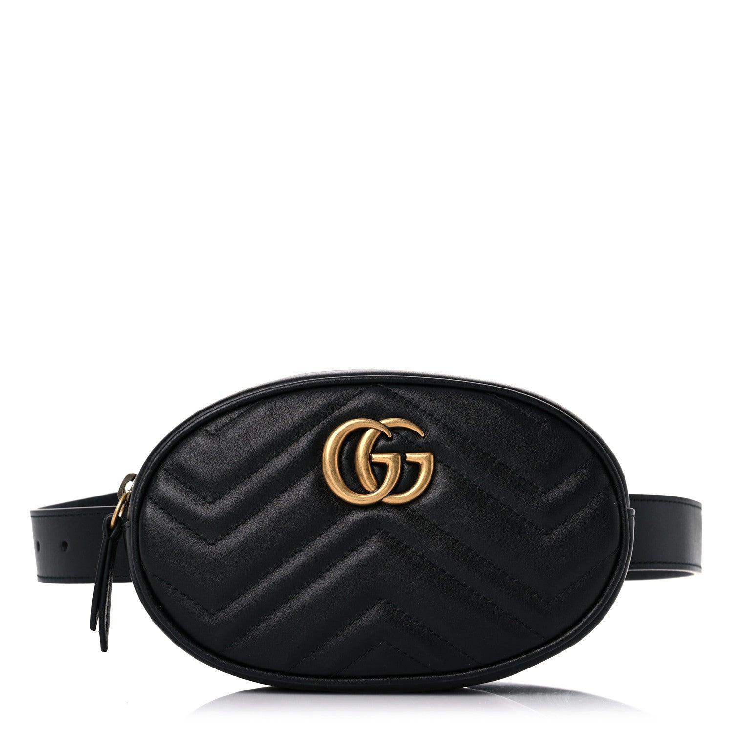 Gucci Calfskin Matelasse GG Marmont Belt Bag 85 34 Black 1 of 11