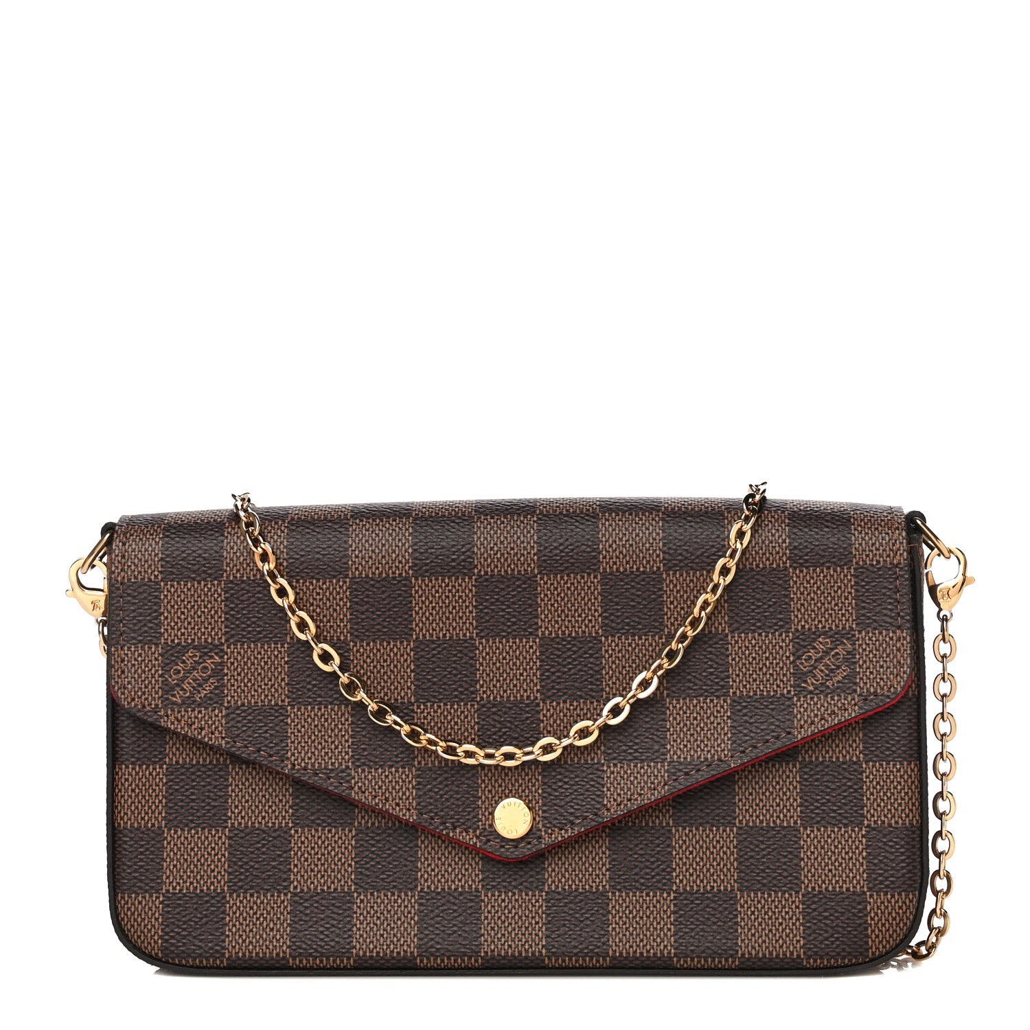Louis Vuitton Damier Ebene Pochette Felicie Chain Wallet 1 of 13