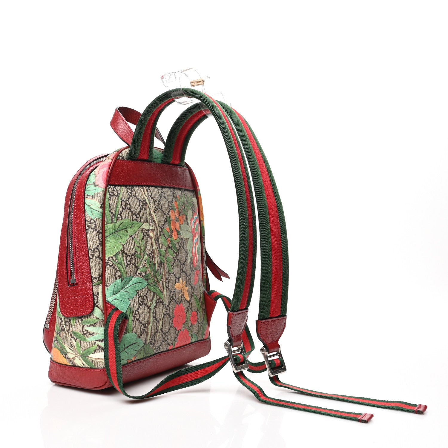 Gucci GG Supreme Monogram Tian Web Small Day Backpack Beige Multicolor Red 3 of 10