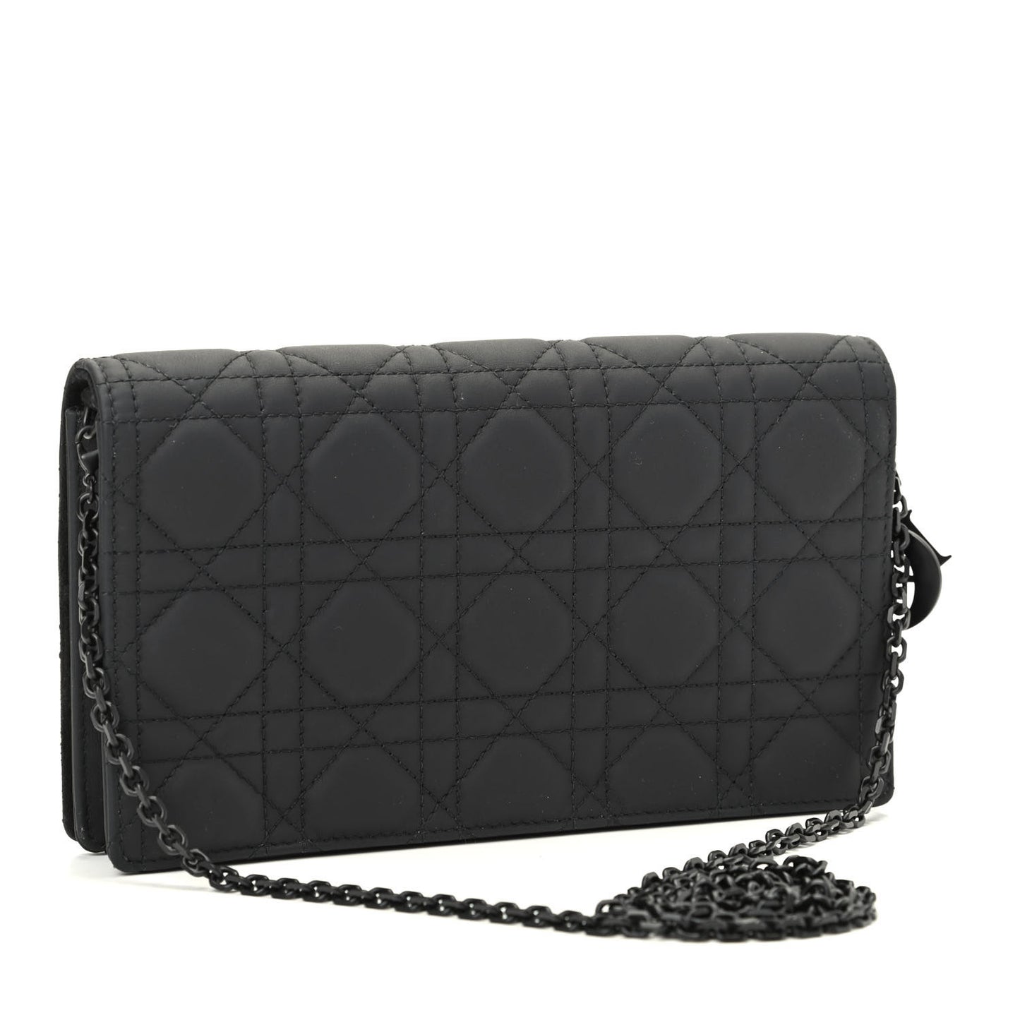 Ultra Matte Calfskin Cannage Lady Dior Clutch Black
