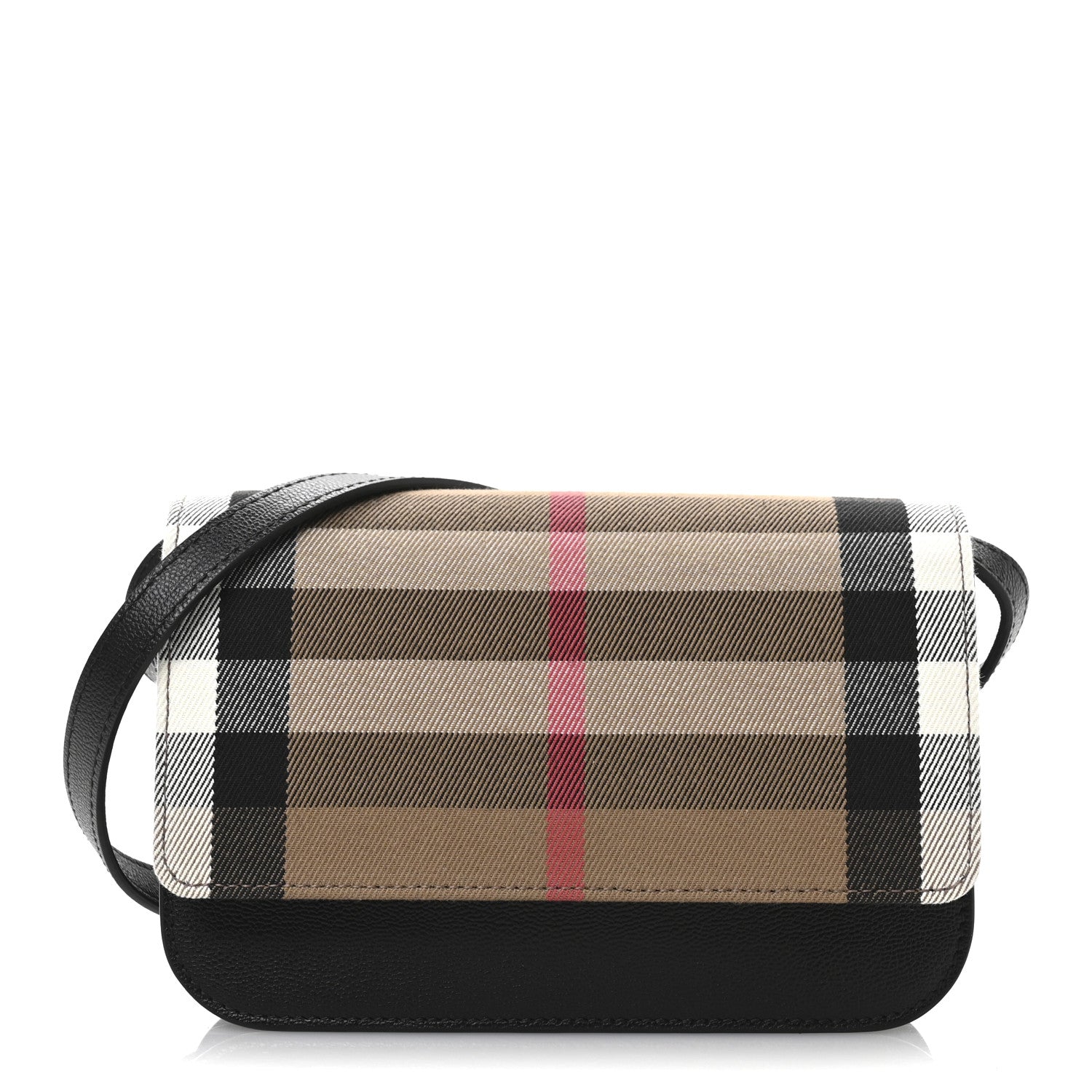 Burberry Grained Calfskin House Check Small Madison Shoulder Bag Black 1 of 10