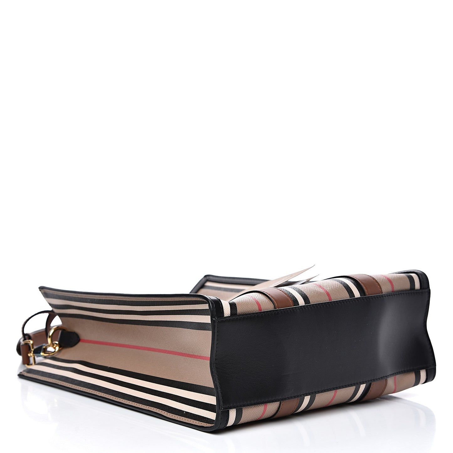 E-Canvas Stripe Small Portrait Tote Bag Brown
