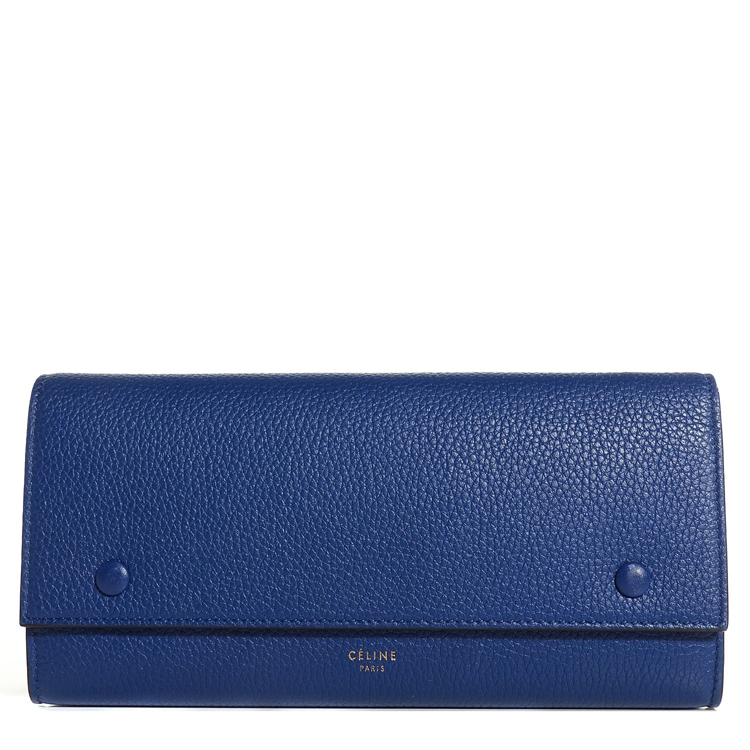 Celine Drummed Calfskin Large Flap Multifunction Wallet Indigo 1 of 9