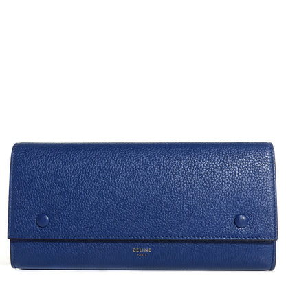 Celine Drummed Calfskin Large Flap Multifunction Wallet Indigo 1 of 9