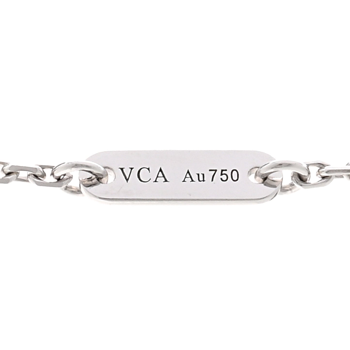 VAN CLEEF & ARPELS 18K White Gold Diamond Sweet Alhambra Pendant Necklace