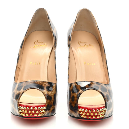 Christian Louboutin Patent Leopard New Very Prive Spikes 120 Pumps 39.5 Brown 2 of 8