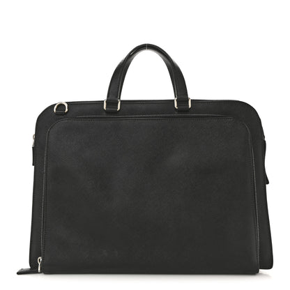 Prada Saffiano Cuir Front Zip Pocket Briefcase Black 1 of 14