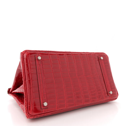 Hermes Shiny Porosus Crocodile Birkin 35 Rouge Casaque 4 of 11