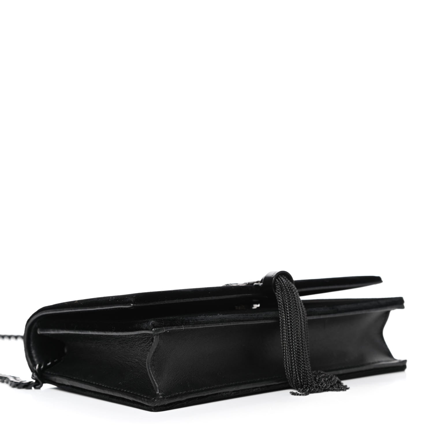 Saint Laurent Velvet Crystal Monogram Kate Tassel Chain Wallet Black 3 of 4