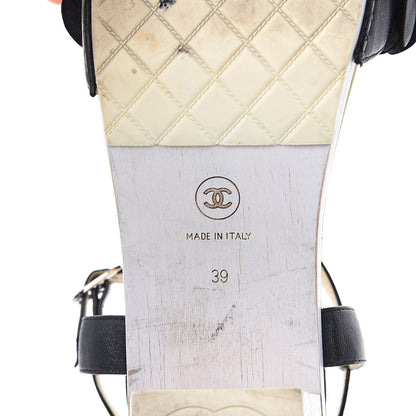 Chanel Calfskin Camellia Sandals 39 Black 9 of 11