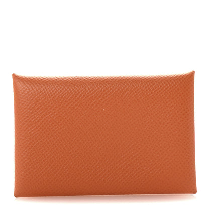 Hermes Epsom Verso Calvi Card Case Orange Celeste 1 of 9