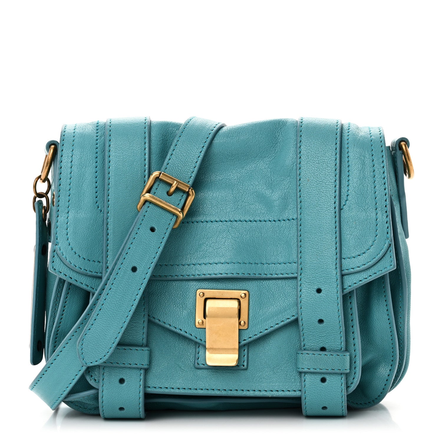 Proenza Schouler Lambskin PS1 Mini Pouch Messenger Bag Lagoon 1 of 9