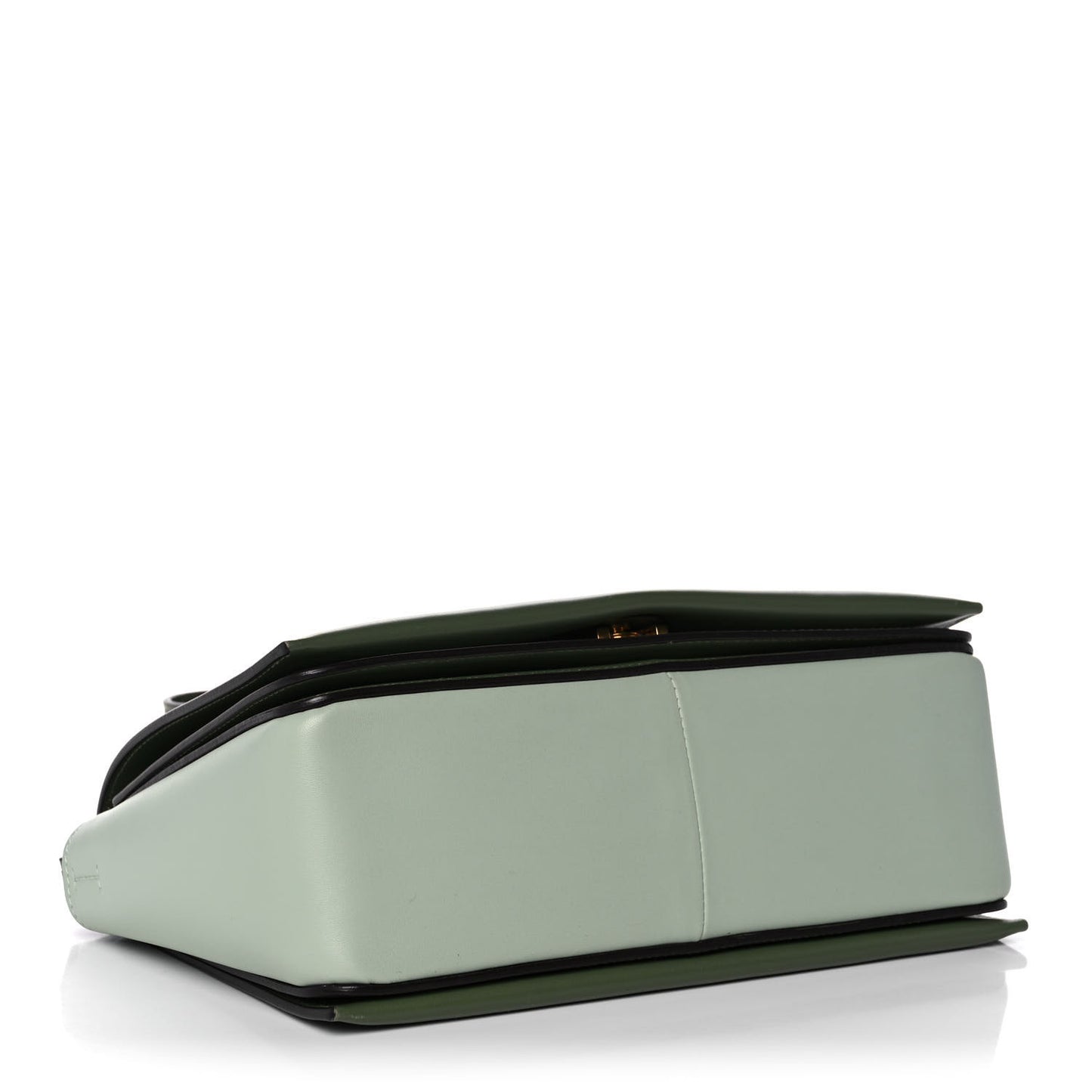 Shiny Smooth Calfskin Medium Frame Shoulder Bag Olive Pastel Green