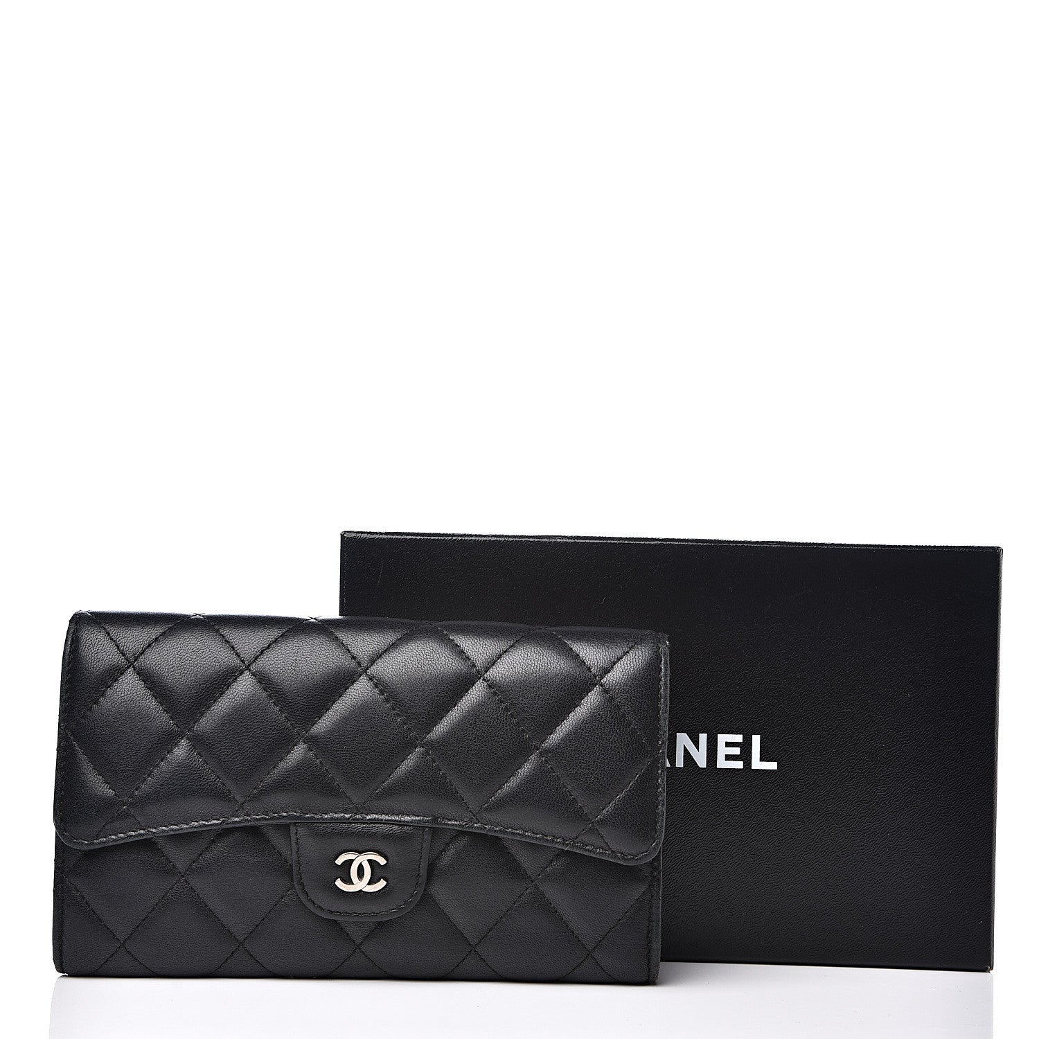 Chanel Lambskin Quilted Large Flap Wallet Black 17 of 17