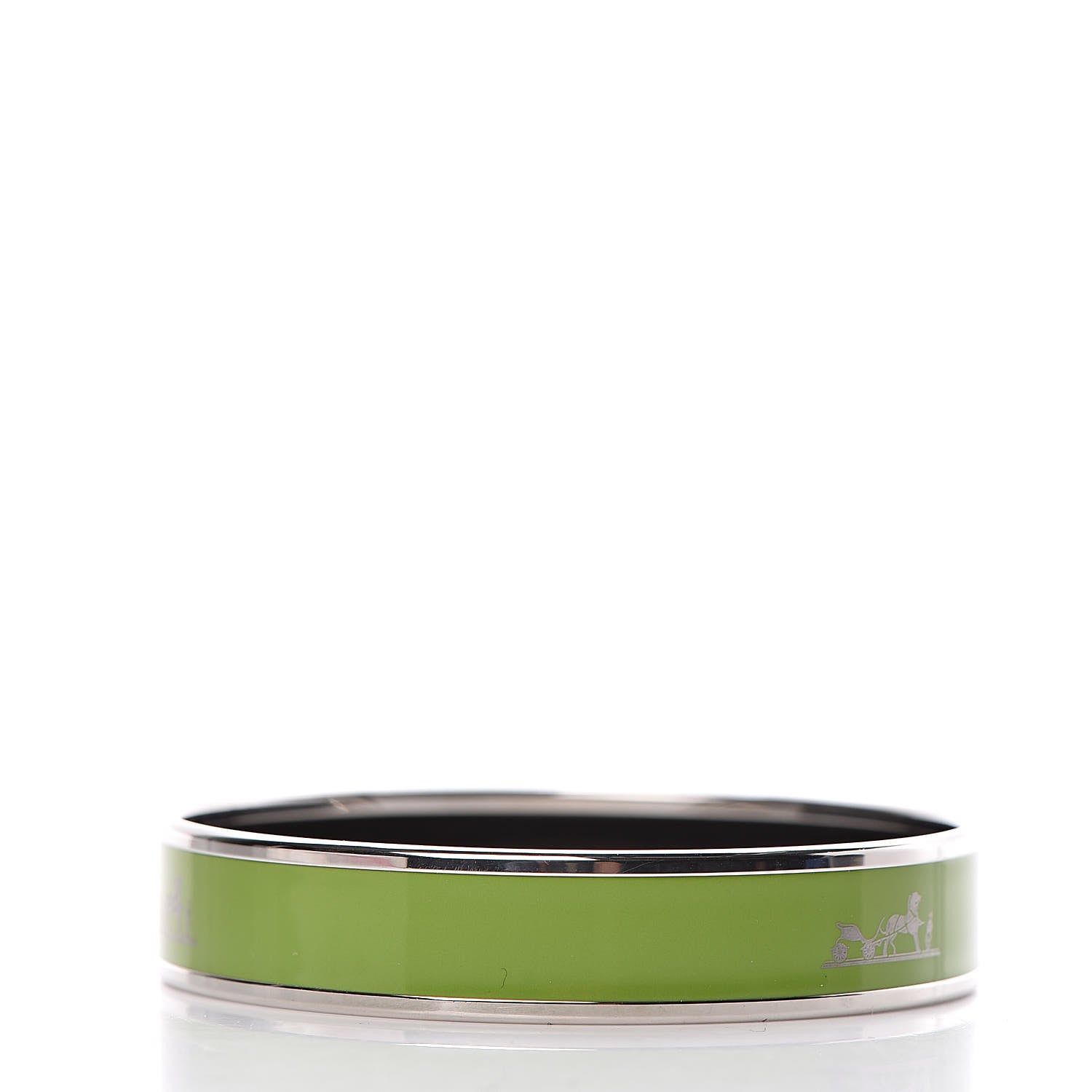 Hermes Enamel Printed Medium Caleche Bracelet 62 Vert Anis 3 of 5