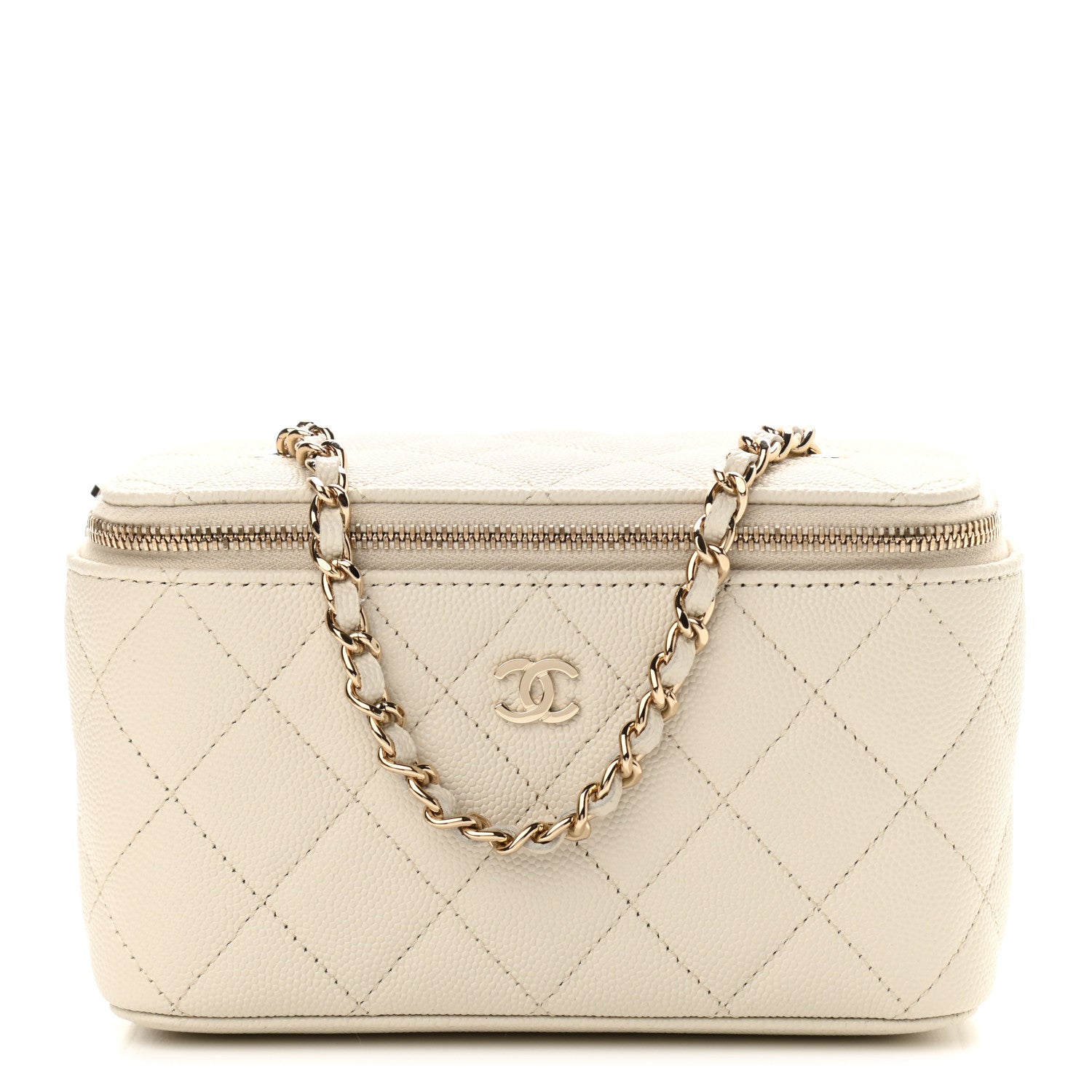 Chanel Caviar Quilted Small Vanity Case With Chain White 1 of 10