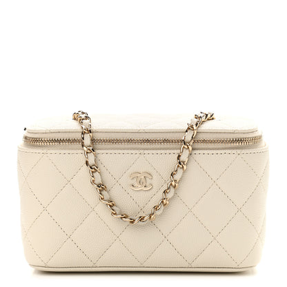 Chanel Caviar Quilted Small Vanity Case With Chain White 1 of 10