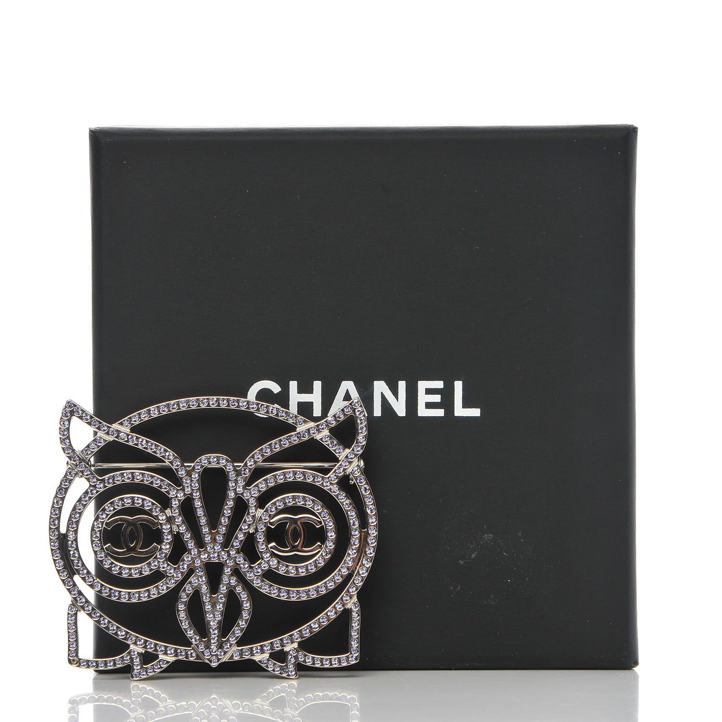 Strass Crystal Owl CC Brooch Purple Ruthenium