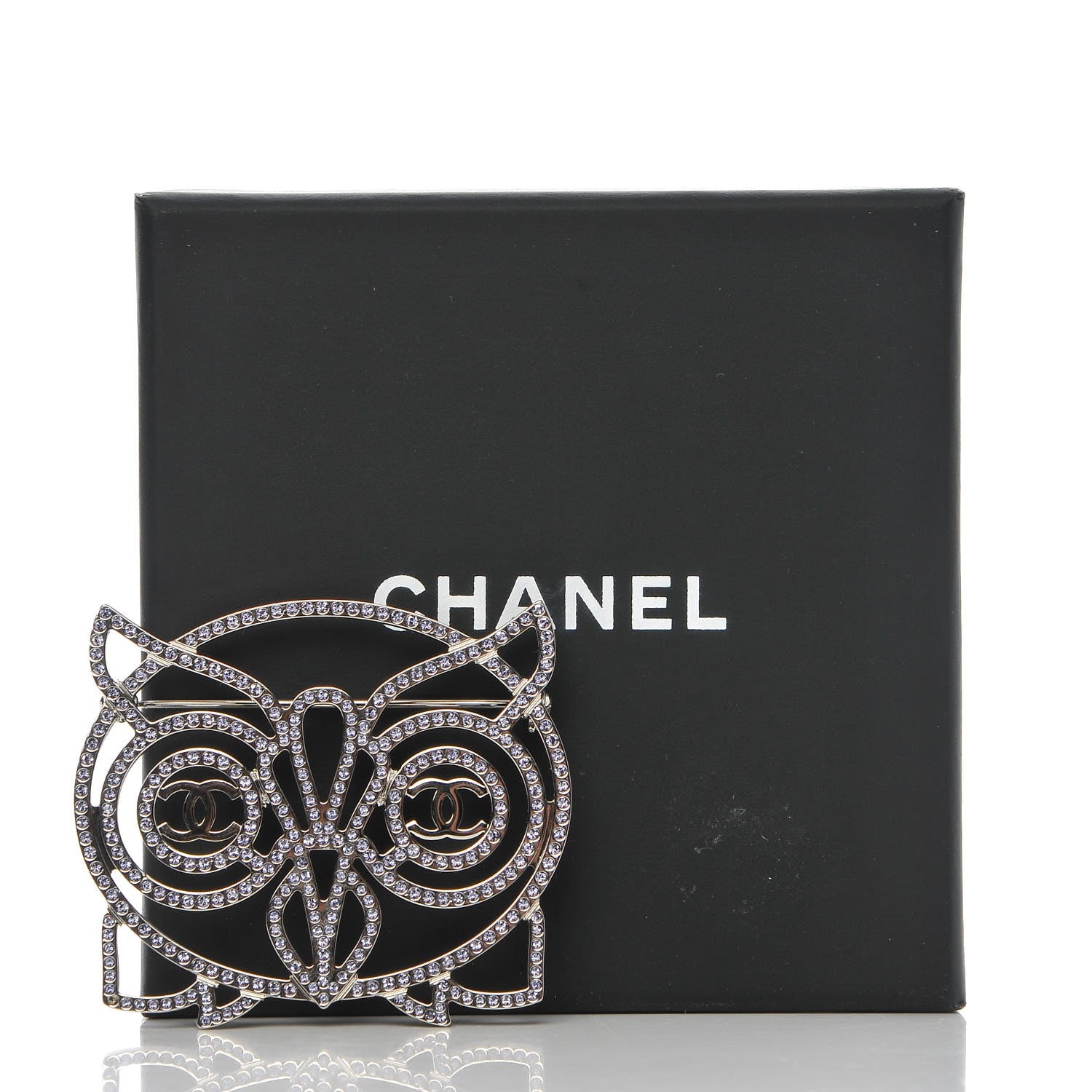 Chanel Strass Crystal Owl CC Brooch Purple Ruthenium 5 of 5