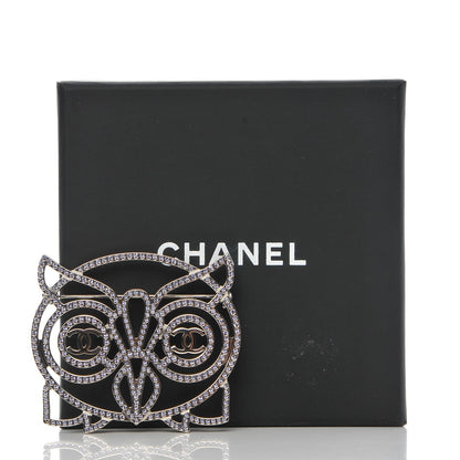 Chanel Strass Crystal Owl CC Brooch Purple Ruthenium 5 of 5
