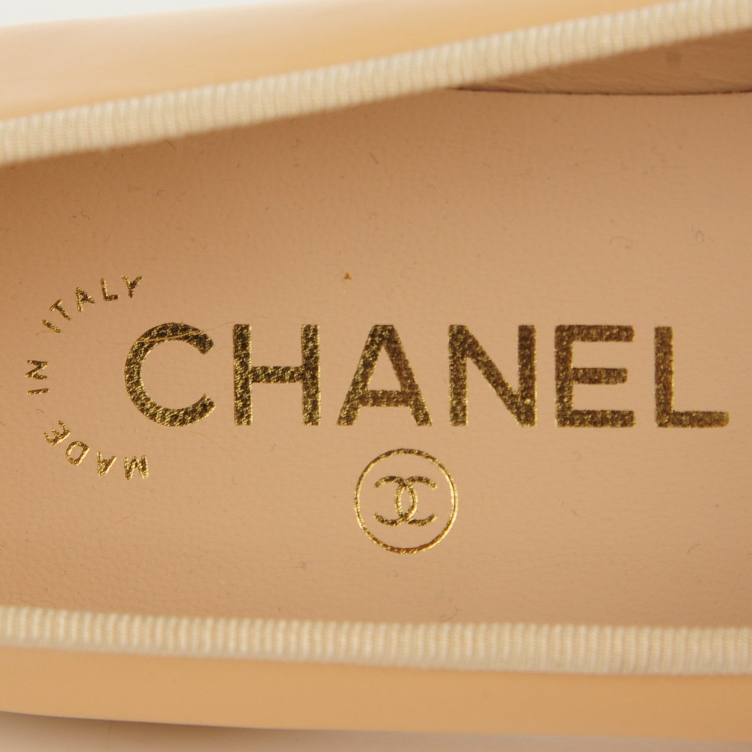 Chanel Lambskin Cap Toe CC Ballerina Flats 36.5 Beige Black 7 of 9