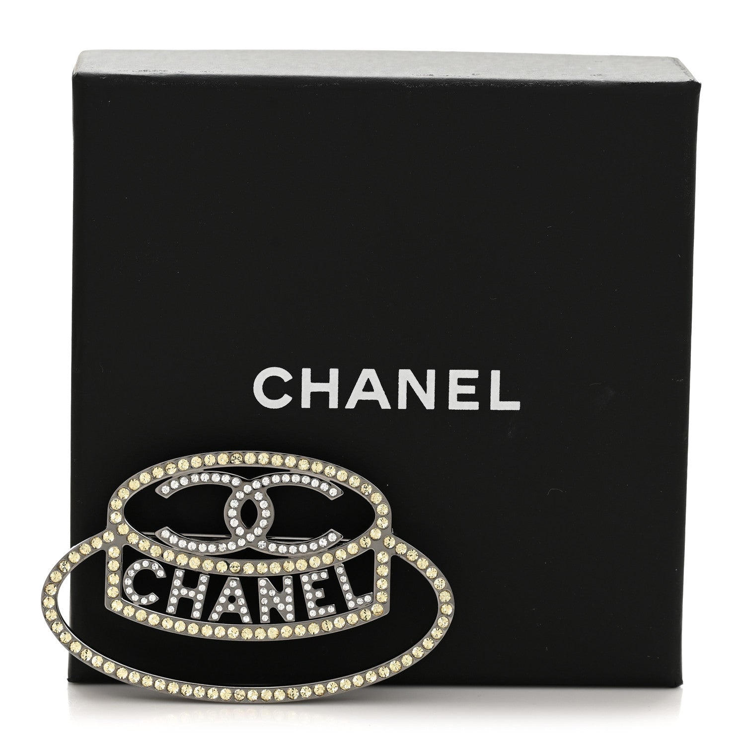 Chanel Ruthenium Strass Crystal Hat Brooch Pale Yellow 5 of 5