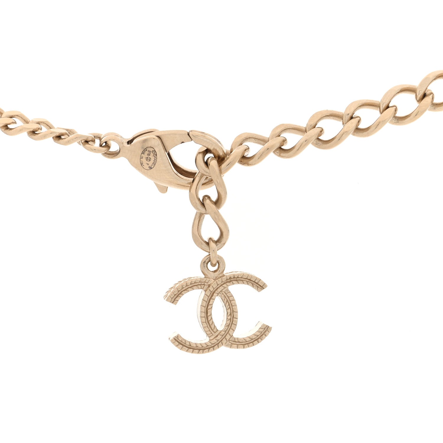 Chanel Metal Lambskin Chain CC Heart Necklace Pink Red Gold 4 of 4