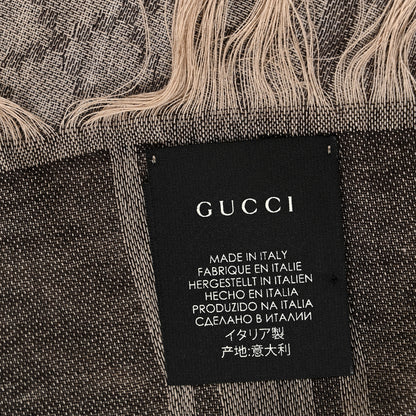 Gucci Wool Silk GG Monogram Diamante Plaid Surviee Shawl Beige Dark Brown 4 of 4