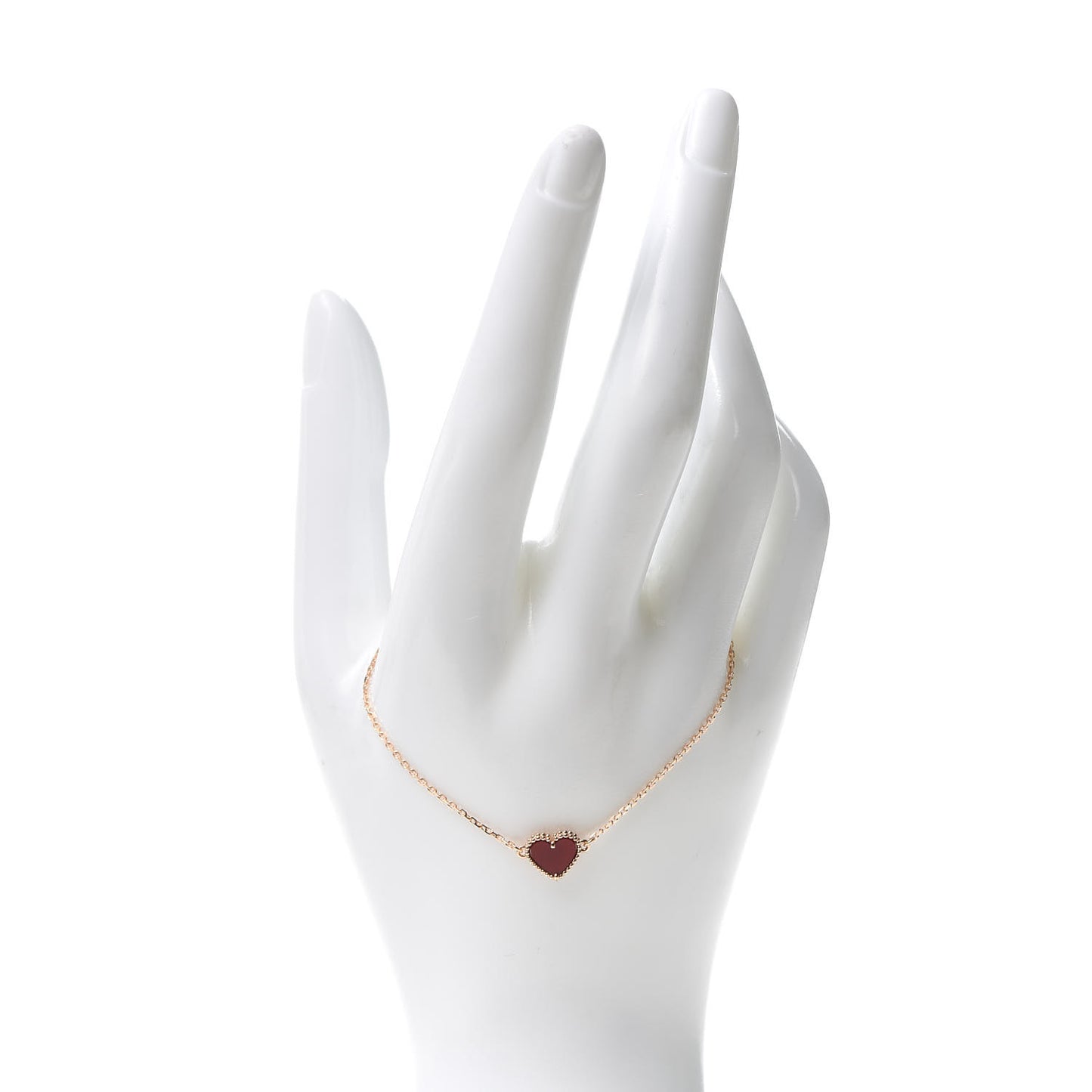 18K Rose Gold Carnelian Sweet Alhambra Heart Bracelet